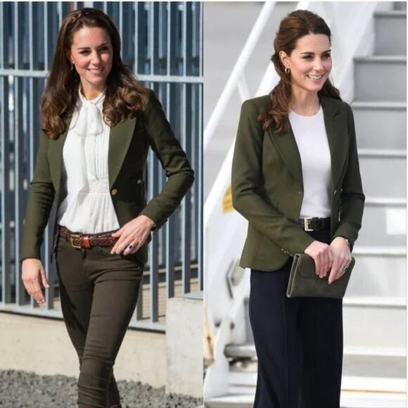 Smythe Duchess Wool Classic Peak Lapel Single Breasted Blazer Jacket Green Sz 2 - Picture 9 of 11